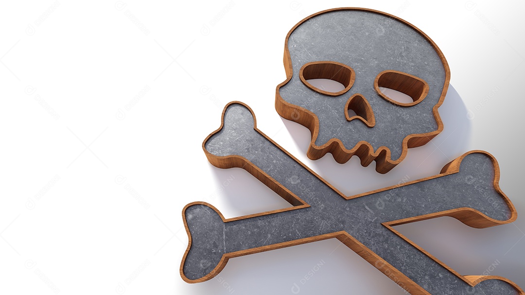 Uma imagem de renderização 3D do crânio feito de aço e malha de arame.