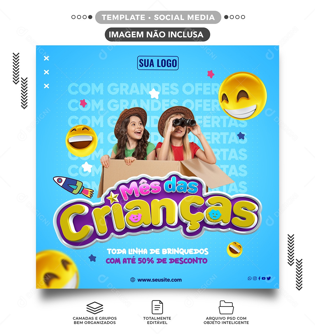 Children's Month all line of toys with up to 50% discount Social Media Editable PSD