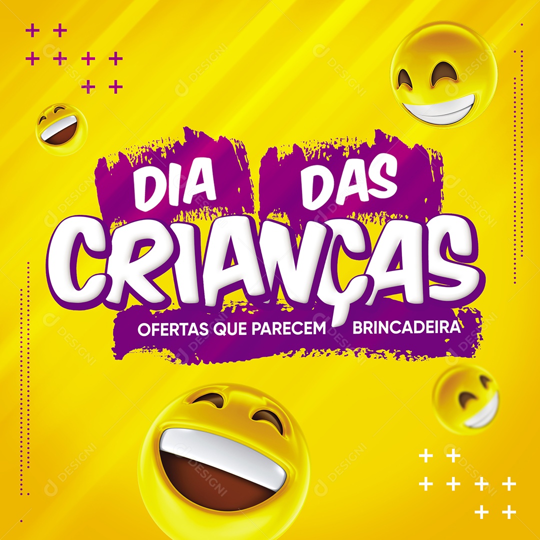 Dia das Crianças Ofertas que parecem Brincadeira Social Media PSD Editável