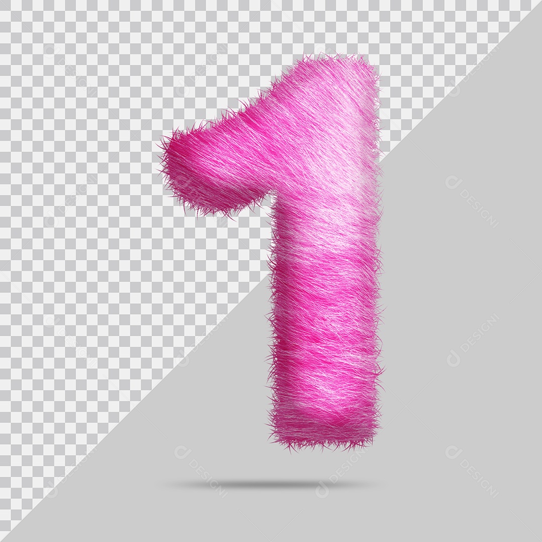 Número 1 com pele Rosa Ilustração 3D PSD