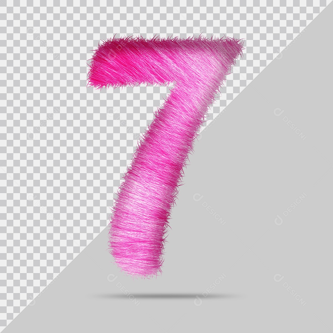 Número 7 com pele Rosa Ilustração 3D PSD