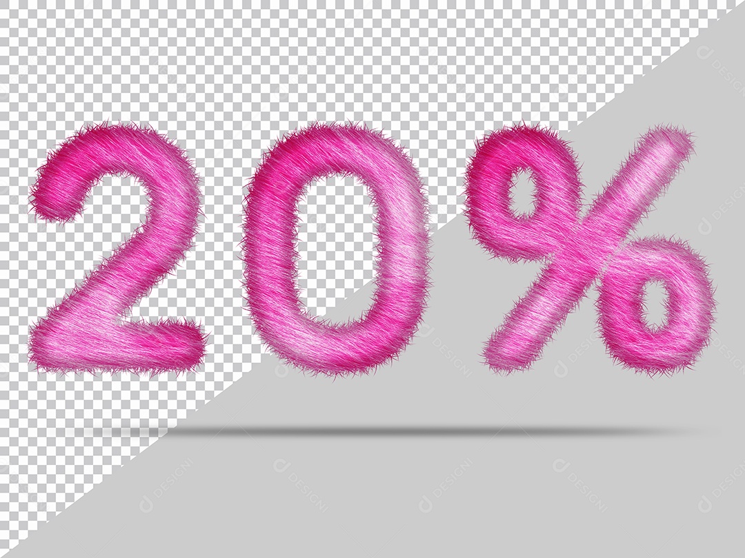 Número 20% com pele Rosa Ilustração 3D PSD