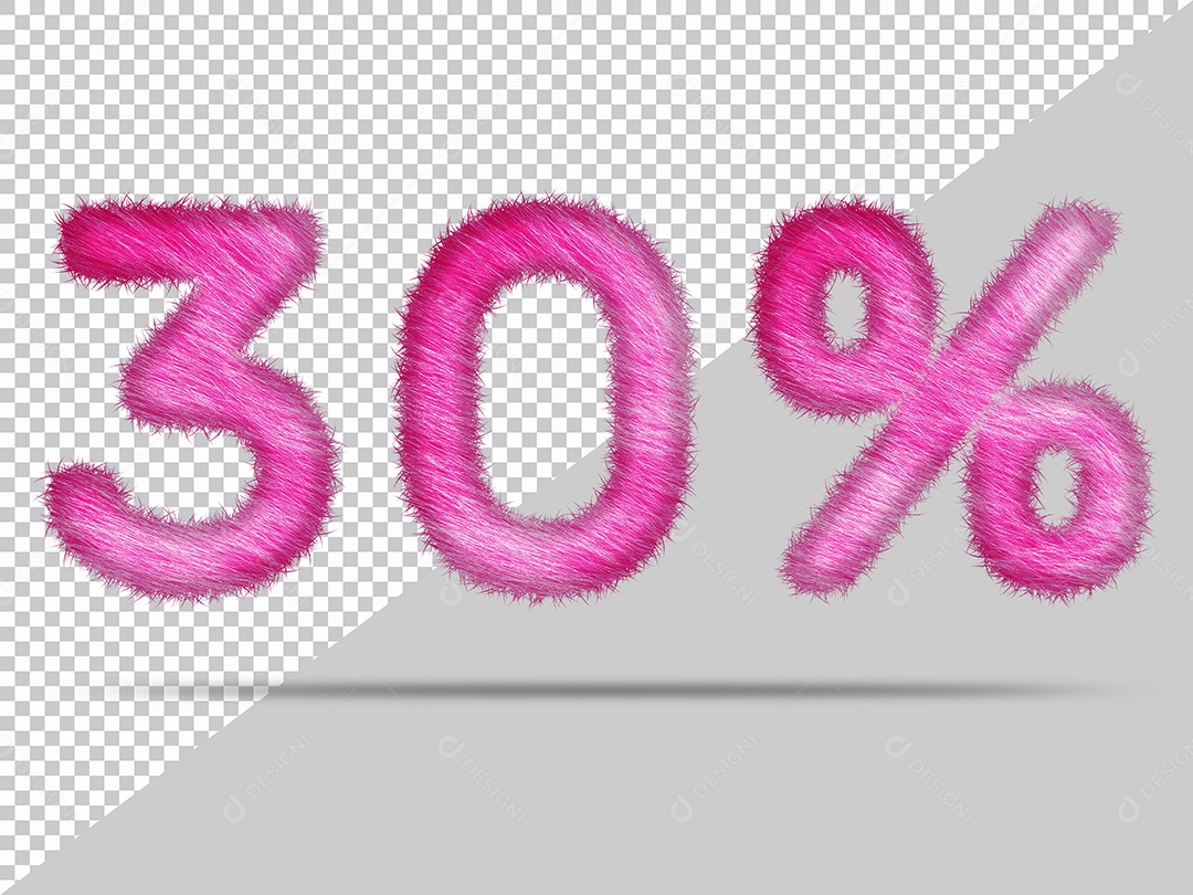 Número 30% com pele Rosa Ilustração 3D PSD
