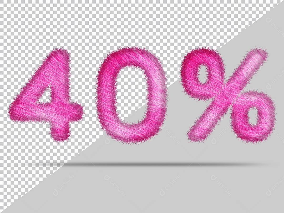 Número 40% com pele Rosa Ilustração 3D PSD