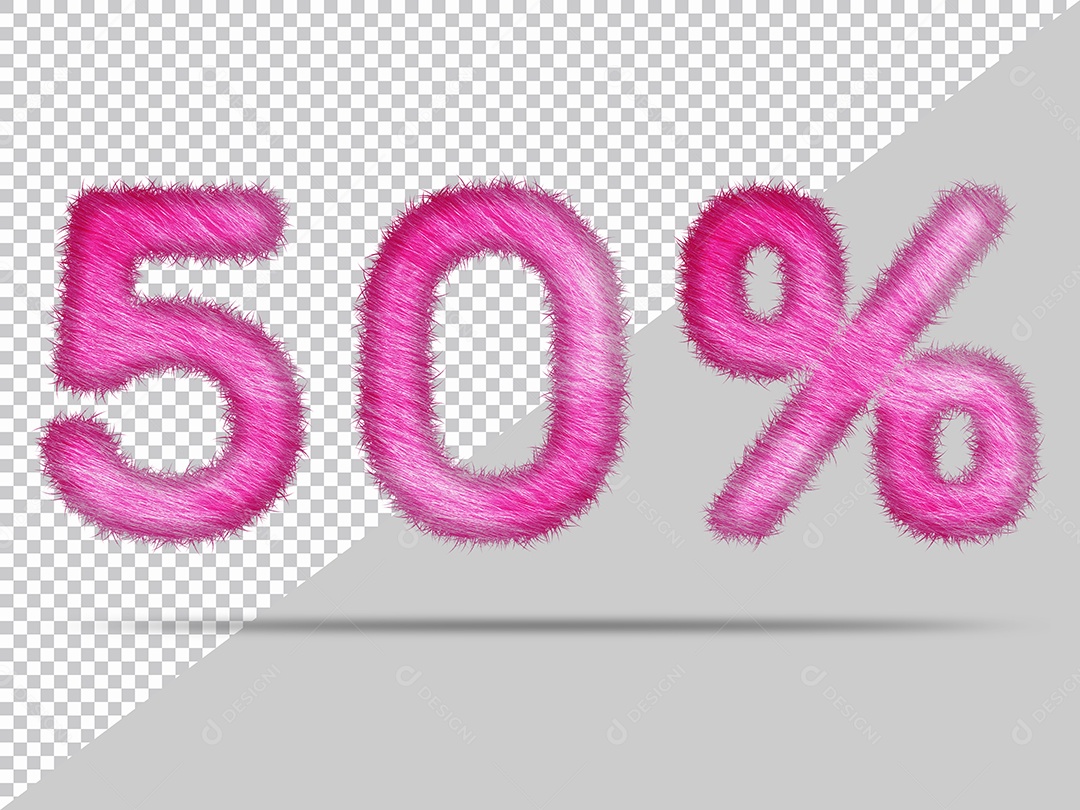 Número 50% com pele Rosa Ilustração 3D PSD