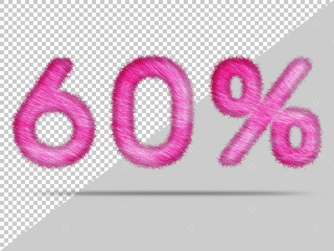 Número 60% com pele Rosa Ilustração 3D PSD