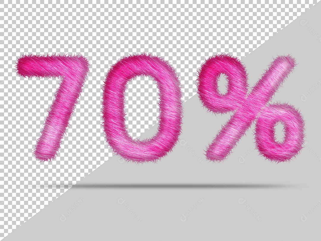 Número 70% com pele Rosa Ilustração 3D PSD