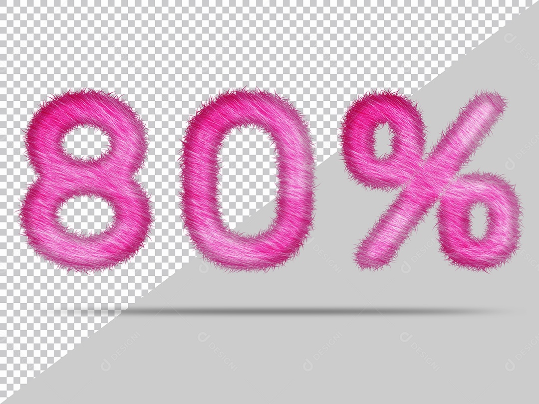 Número 80% com pele Rosa Ilustração 3D PSD