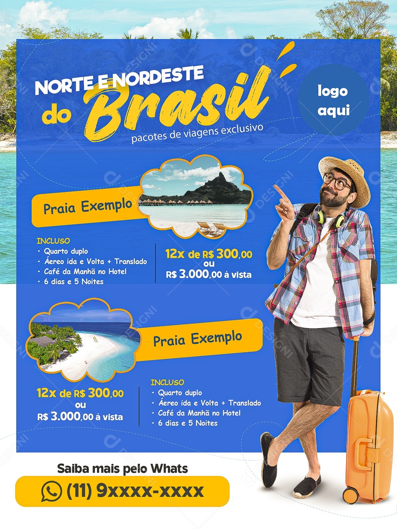 Norte e Nordeste do Brasil Agência de Viagens Social Media PSD Editável