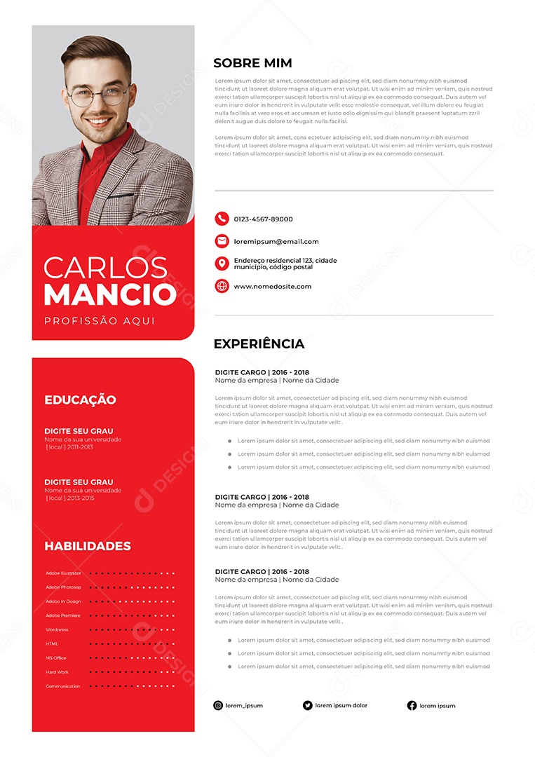 Modelo de currículo Vetor EPS