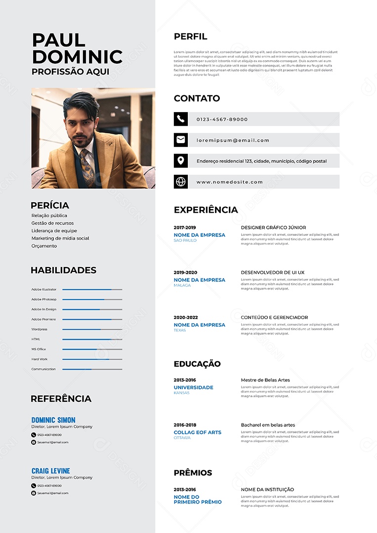 Modelo de currículo Vetor EPS