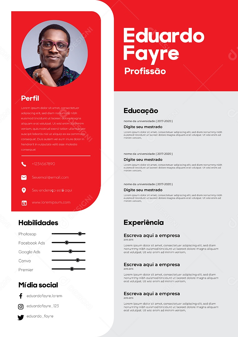 Modelo de currículo Vetor EPS