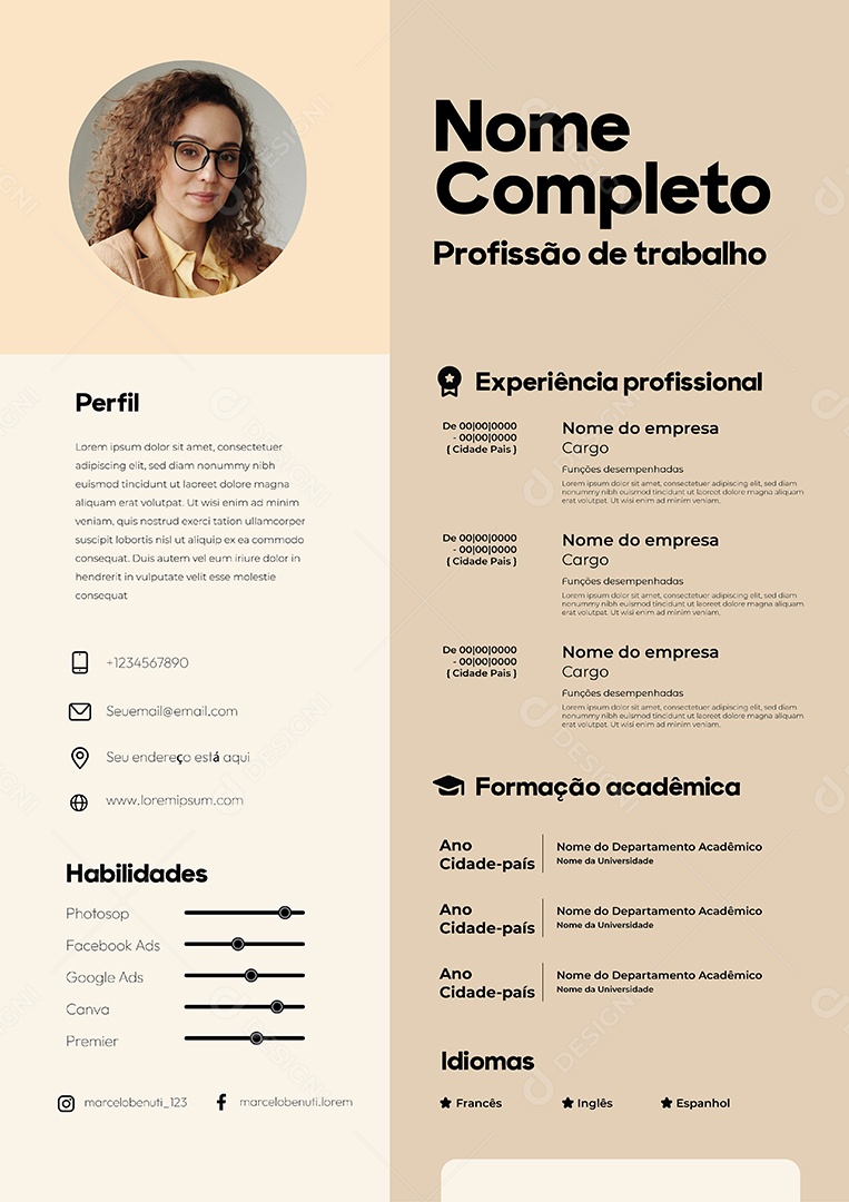 Modelo de currículo Vetor EPS