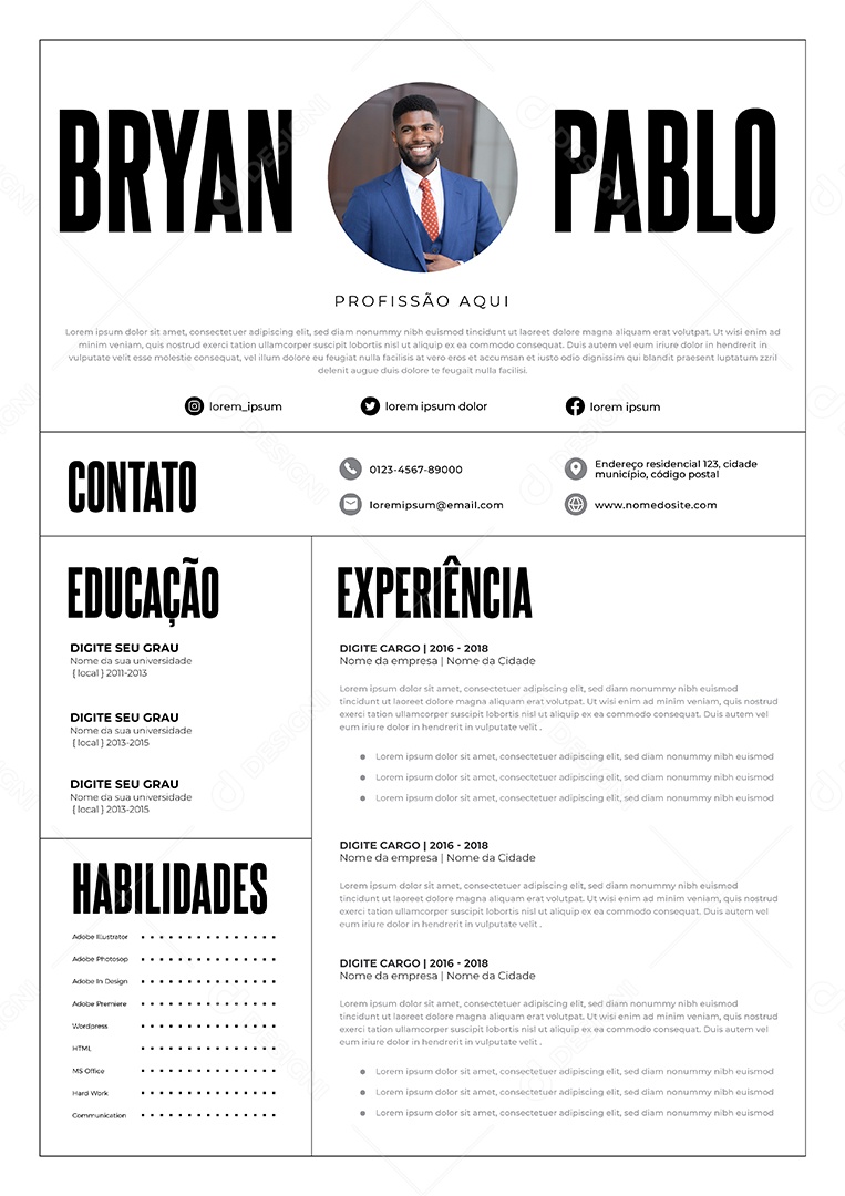 Modelo de currículo Vetor EPS