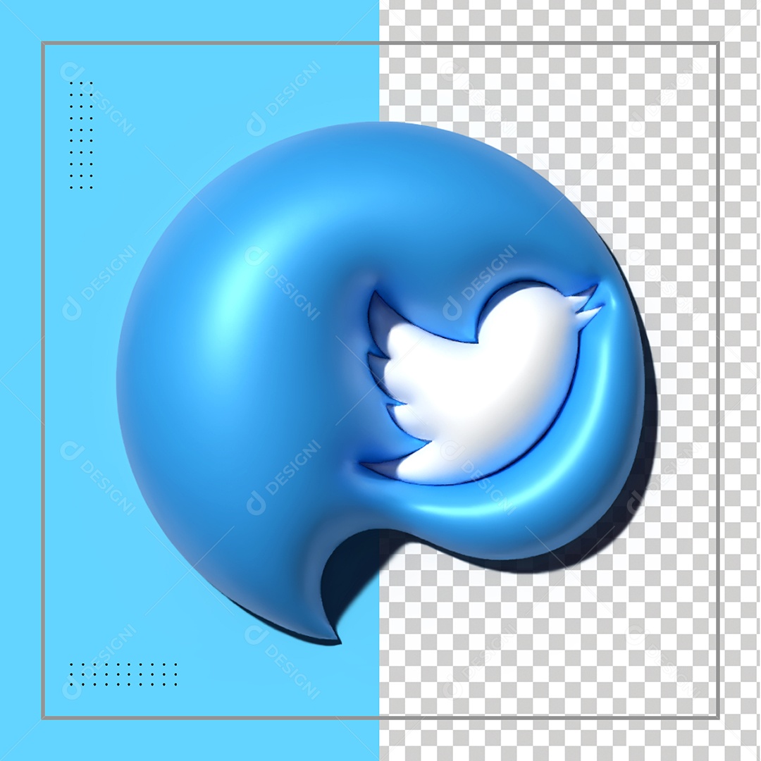 Twitter Elemento 3D Para Composição PSD