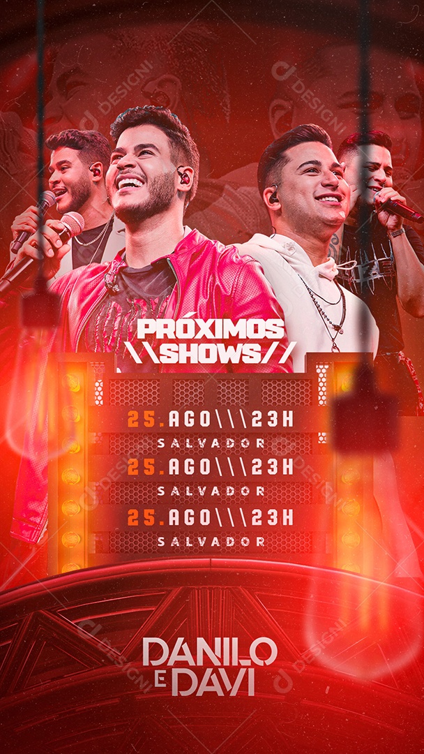 Story Próximos Shows Danilo e Davi Flyers Social Media PSD Editável