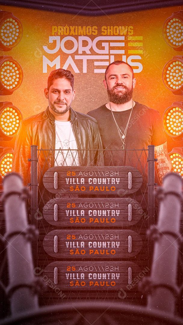 Story Próximos Shows Jorge e Mateus Flyer Social Media PSD Editável