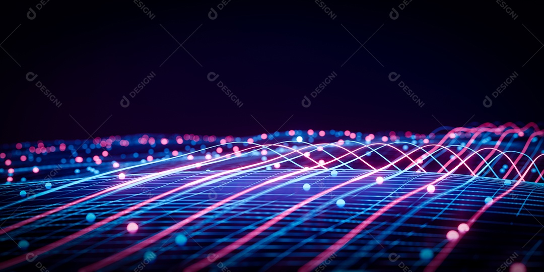 Renderização 3D fundo luzes neon