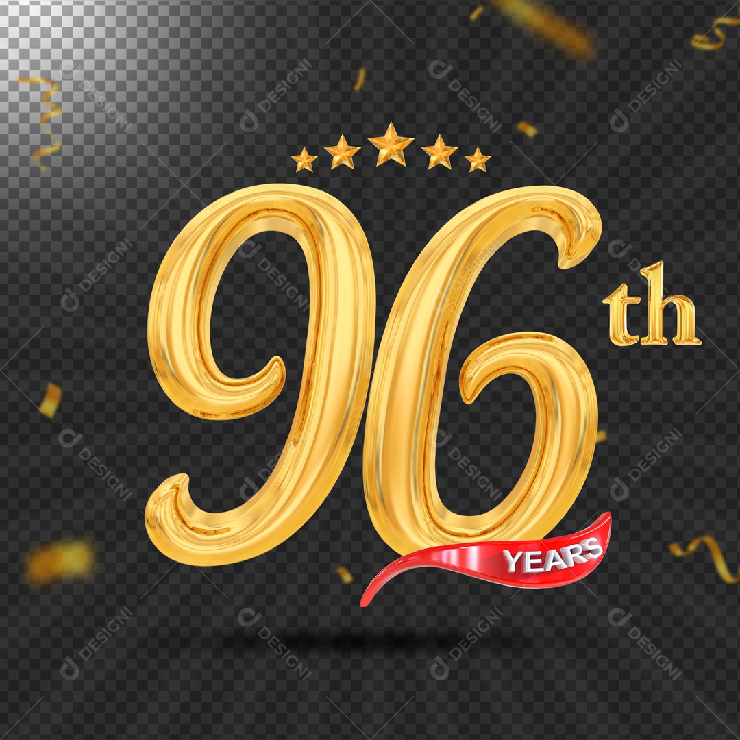 Elemento 3D 96 Anos De Idade Dourado PSD