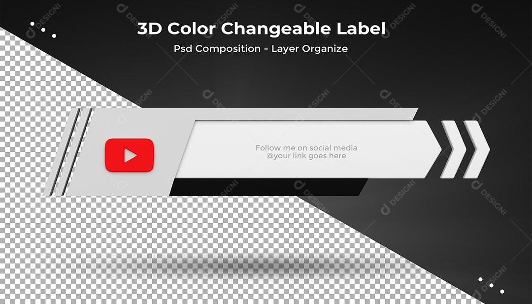 Tag de usuário Youtube Elemento 3D Para Composição PSD