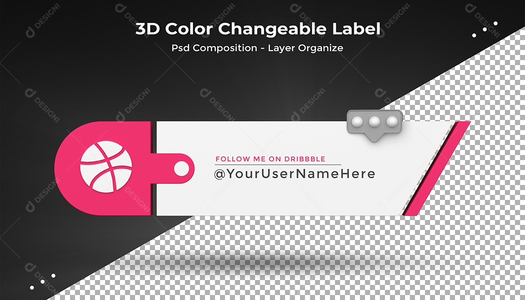 Tag de usuário Dribbble Elemento 3D Para Composição PSD