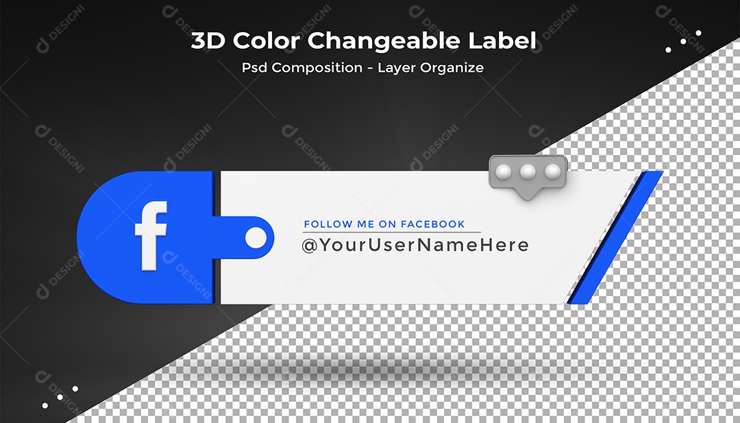 Tag de usuário Facebook Elemento 3D Para Composição PSD