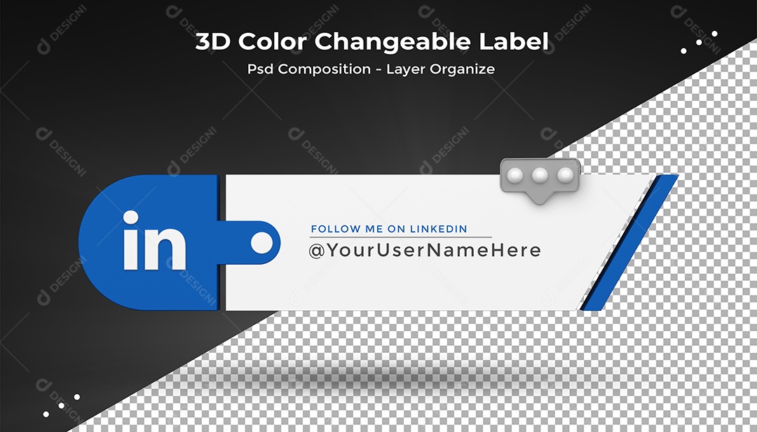 Tag de usuário Linkedin Elemento 3D Para Composição PSD