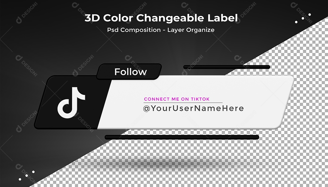 Tag de usuário Tiktok Elemento 3D Para Composição PSD