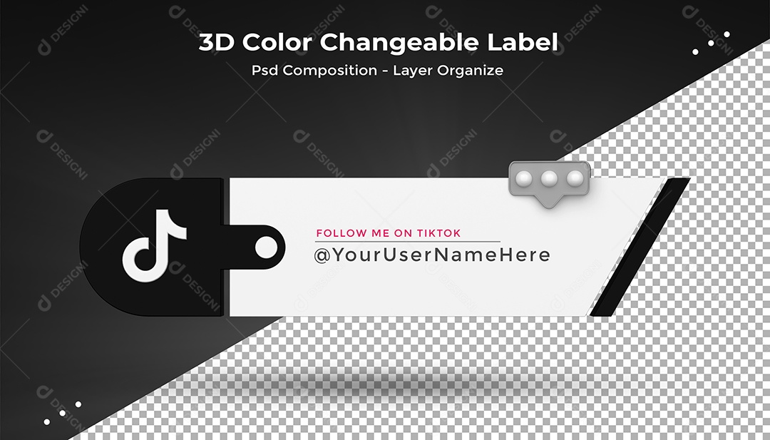 Tag de usuário Tiktok Elemento 3D Para Composição PSD