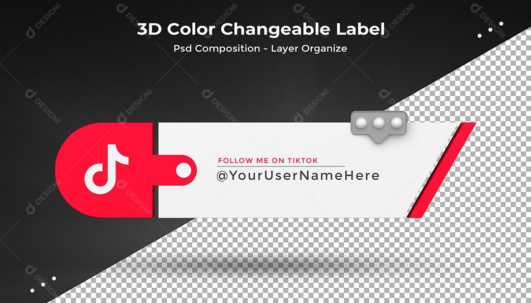 Tag de usuário Tiktok Elemento 3D Para Composição PSD