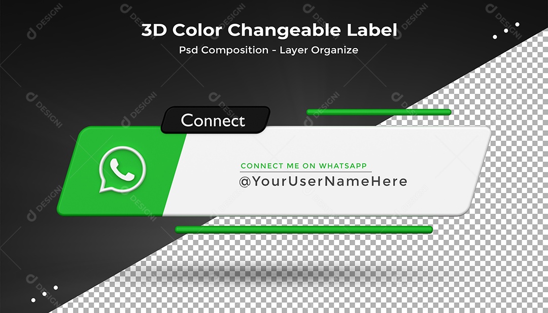 Tag de usuário Whatsapp Elemento 3D Para Composição PSD