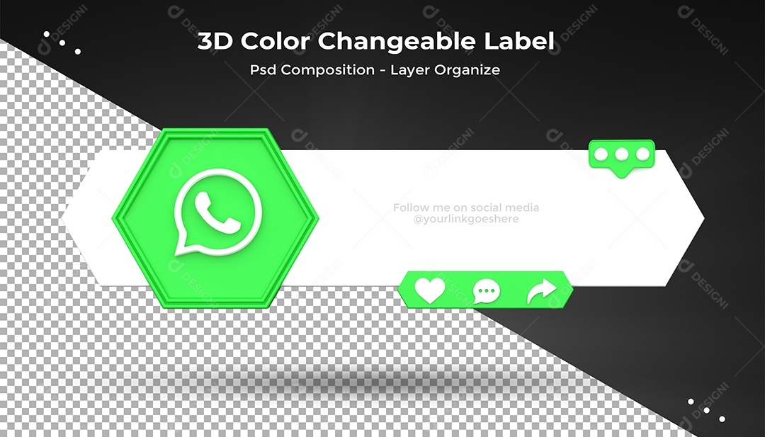 Tag de usuário Whatsapp Elemento 3D Para Composição PSD