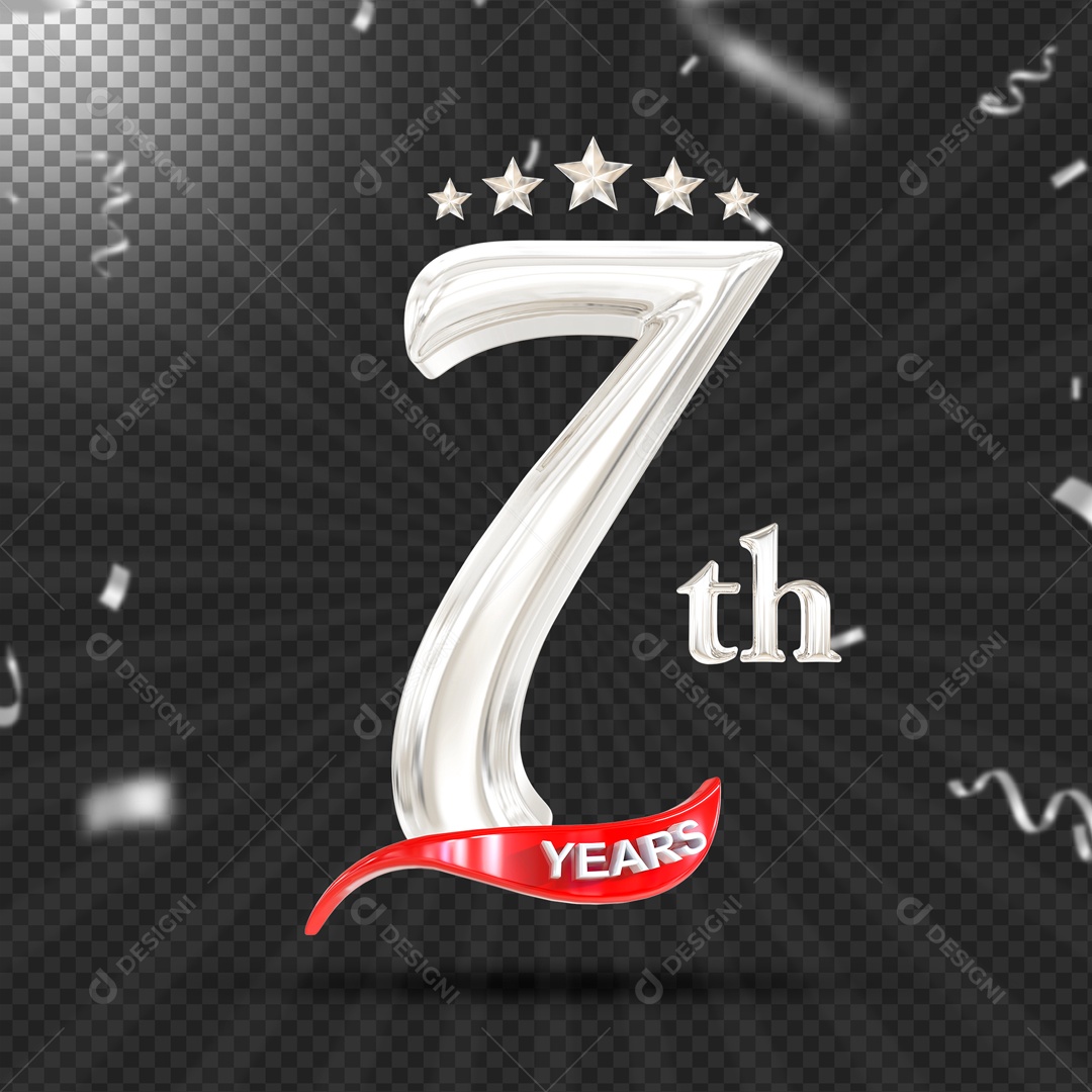 Elemento 3D 7 Anos De Idade Prata PSD