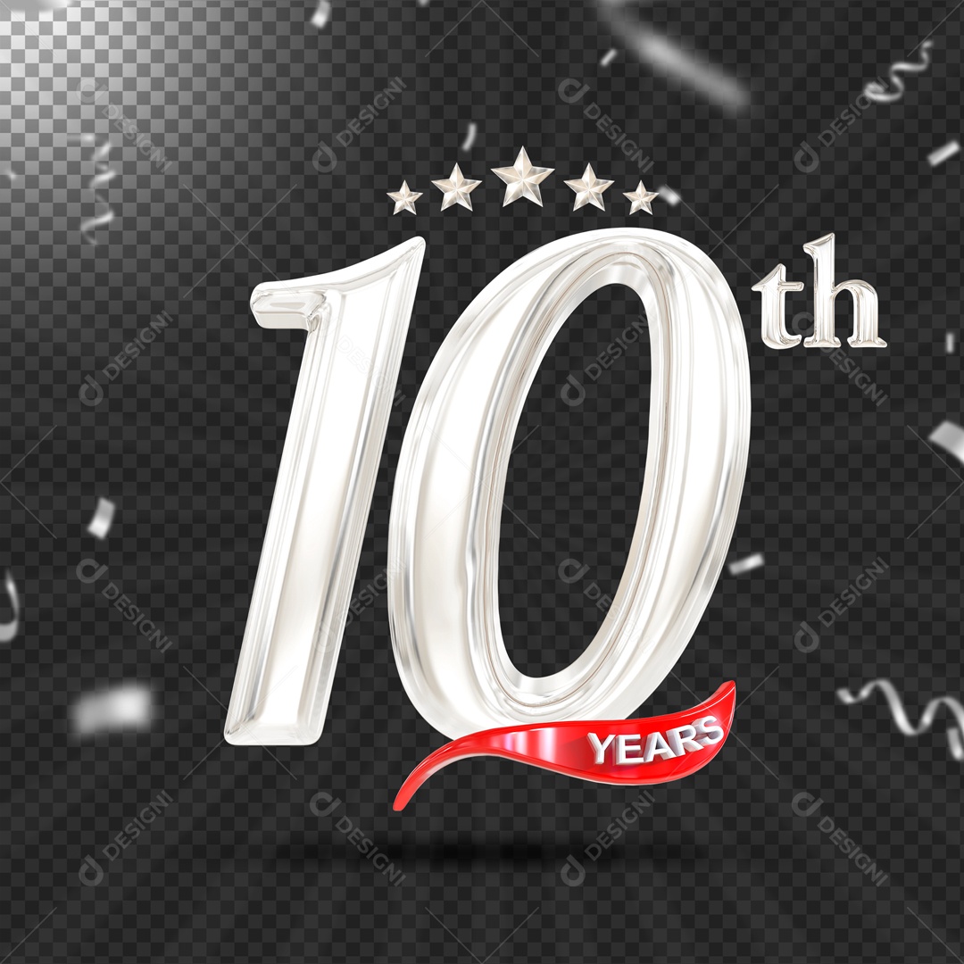 Elemento 3D 10 Anos De Idade Prata PSD