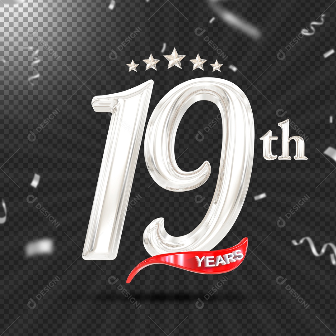 Elemento 3D 19 Anos De Idade Prata PSD