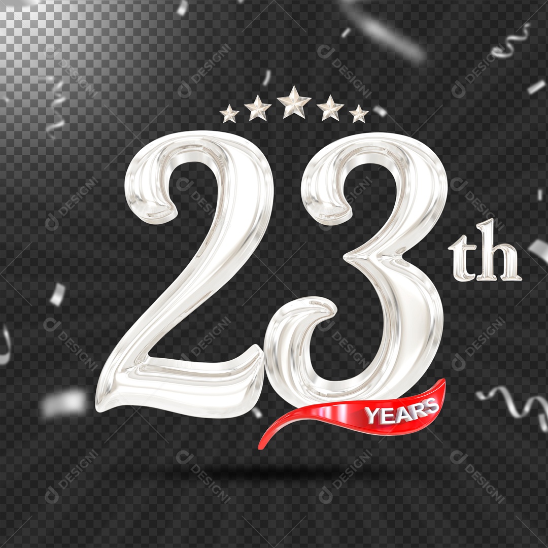 Elemento 3D 23 Anos De Idade Prata PSD