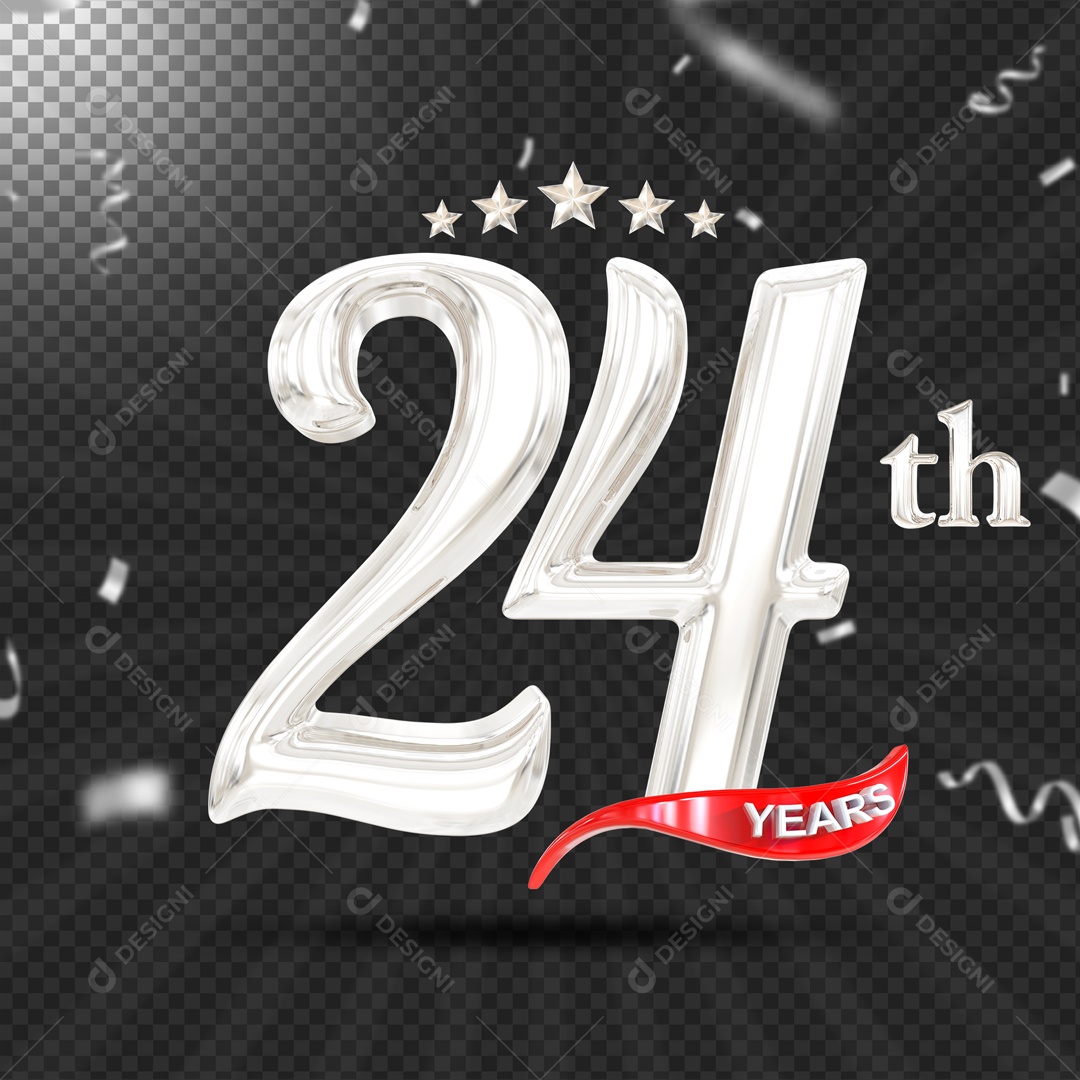 Elemento 3D 24 Anos De Idade Prata PSD