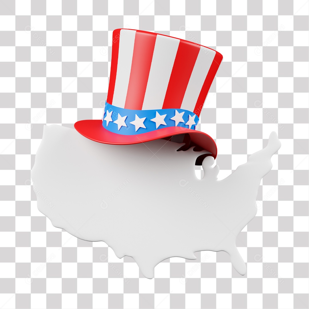 Chapéu do Tio Sam Elemento 3D PNG Transparente