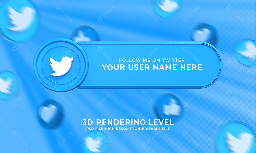 Tag de usuário Twitter Elemento 3D Para Composição PSD