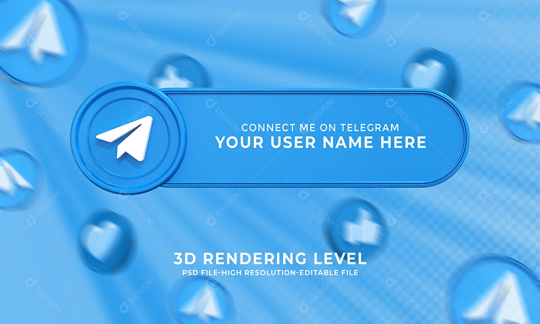 Tag de usuário Telegram Elemento 3D Para Composição PSD