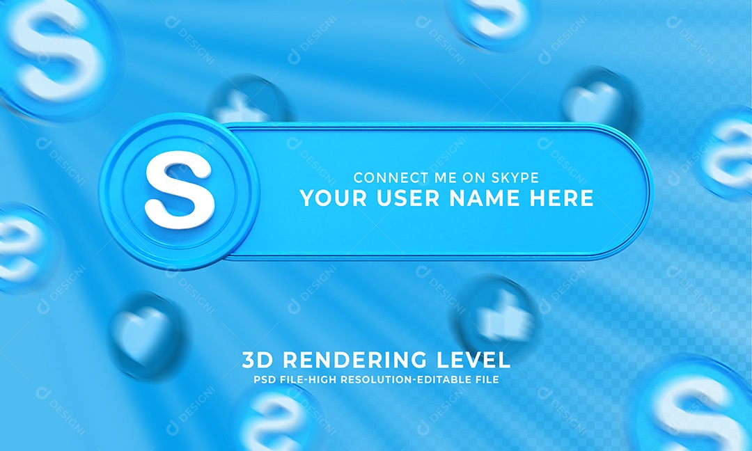 Tag de usuário Skype Elemento 3D Para Composição PSD
