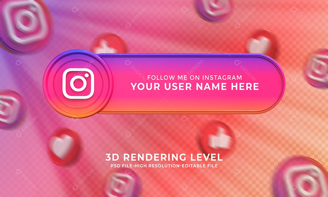 Tag de usuário Instagram Elemento 3D Para Composição PSD