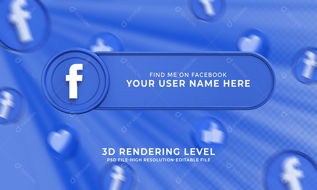 Tag de usuário Facebook Elemento 3D Para Composição PSD