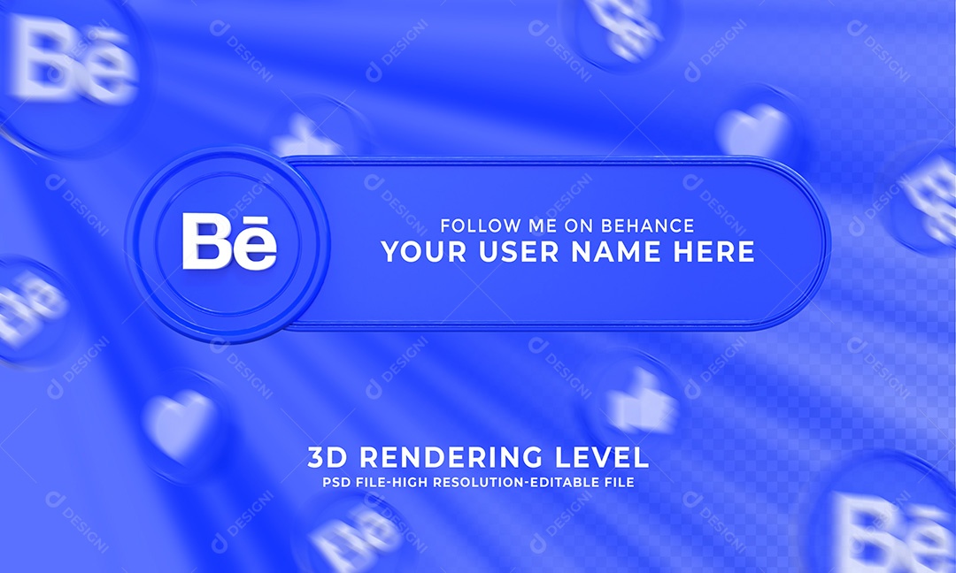 Tag de usuário Behance Elemento 3D Para Composição PSD