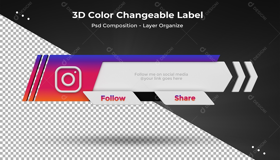 Tag de usuário Instagram Elemento 3D Para Composição PSD