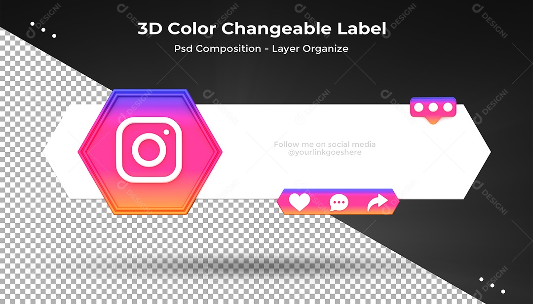 Tag de usuário Instagram Elemento 3D Para Composição PSD