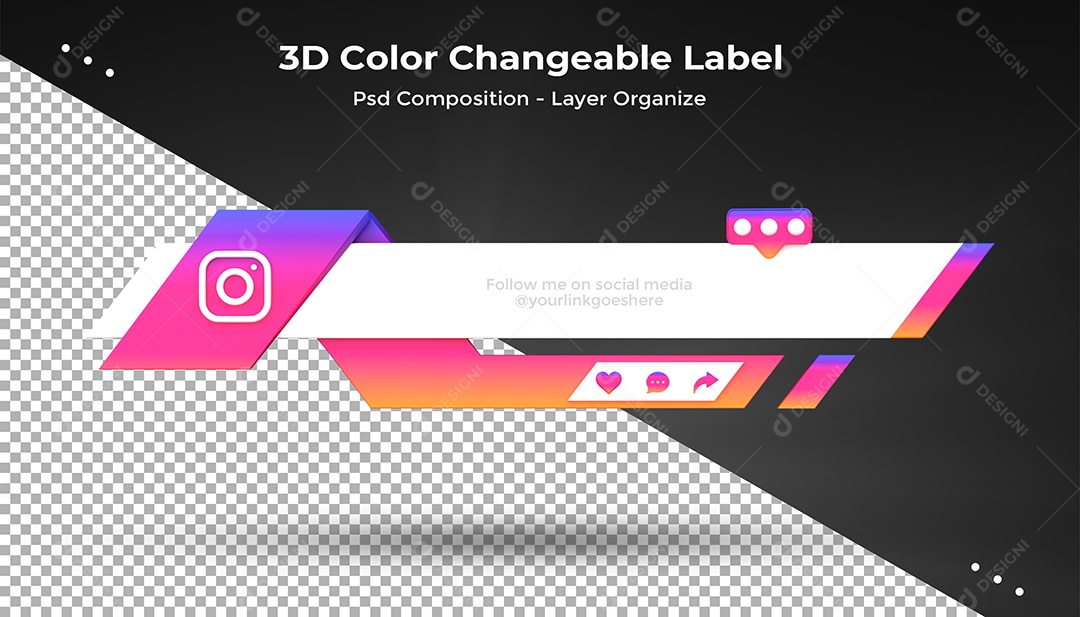 Tag de usuário Instagram Elemento 3D Para Composição PSD