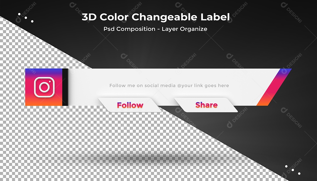 Tag de usuário Instagram Elemento 3D Para Composição PSD