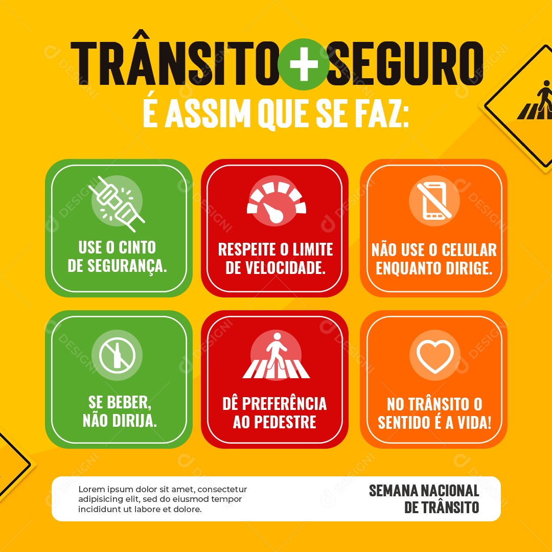 Semana Nacional De Transito Mais Seguro é Assim Que Se Faz Social Media PSD Editável