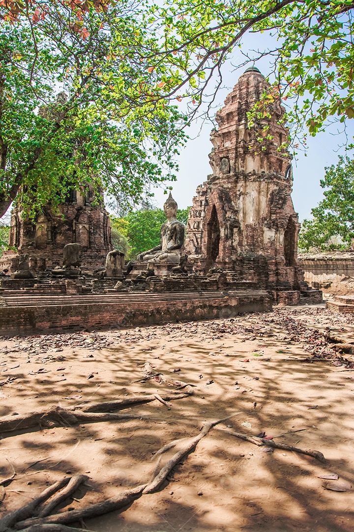 TAILÂNDIA Ruínas e antiguidades no Parque Histórico de Ayutthaya Turistas de todo o mundo decadência de Buda